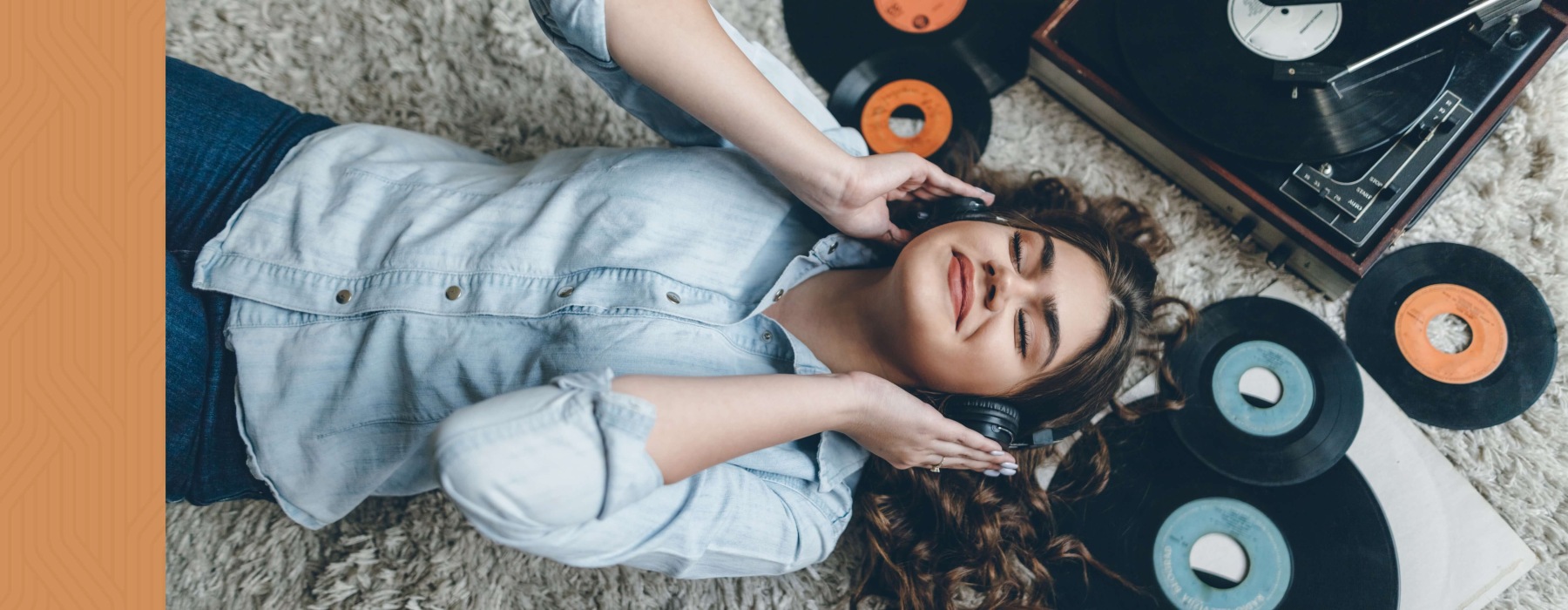 a woman listening to music