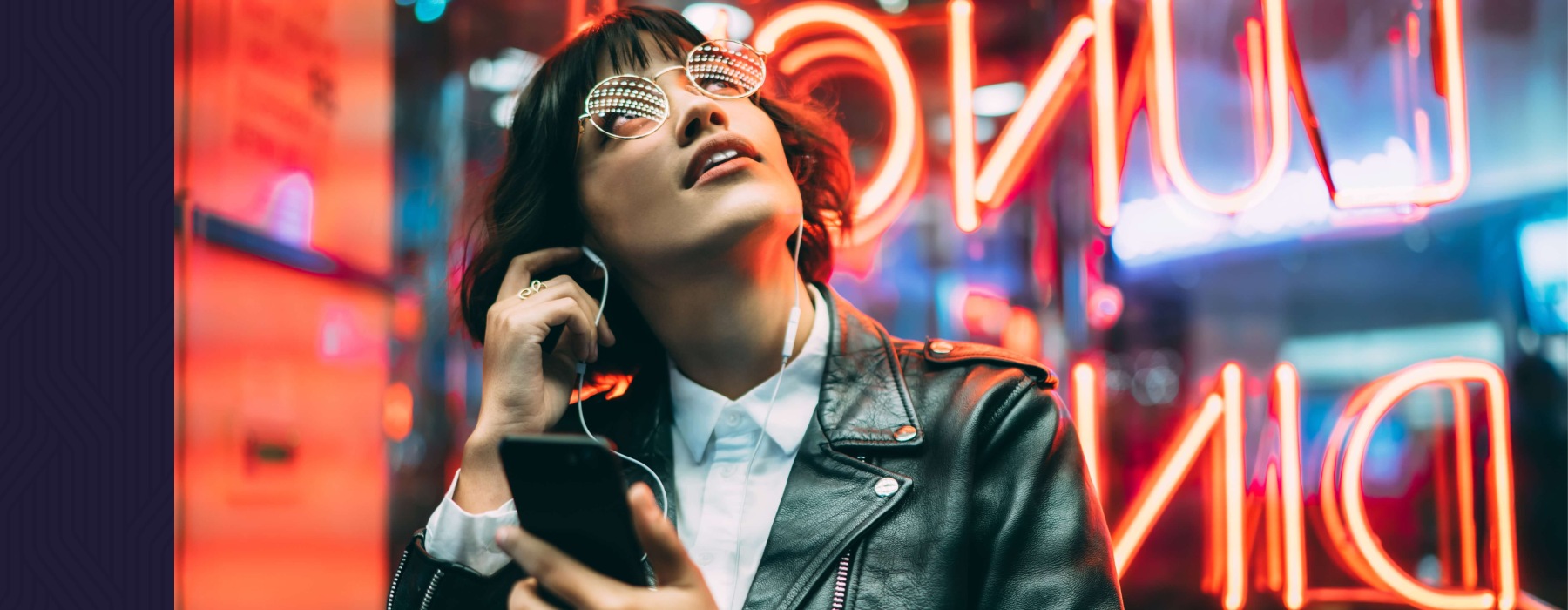 a woman listening to music