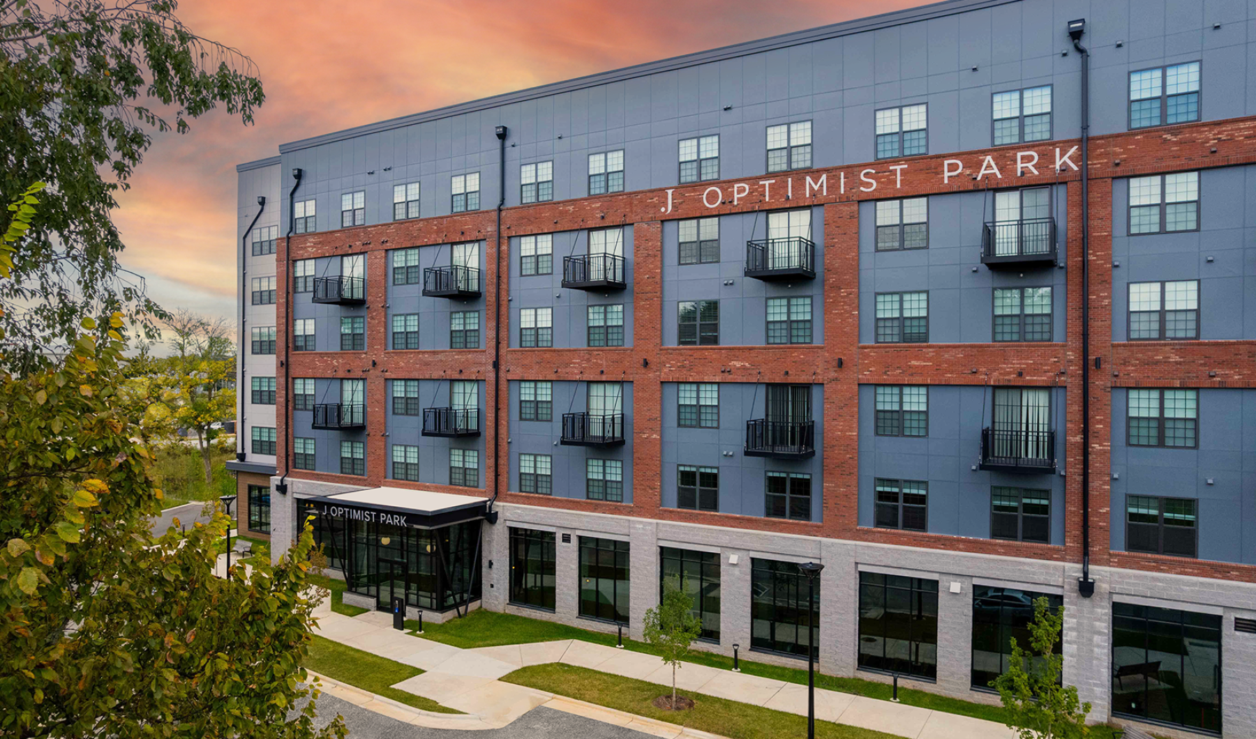 brand new apartments in Charlotte NC with sunset sky